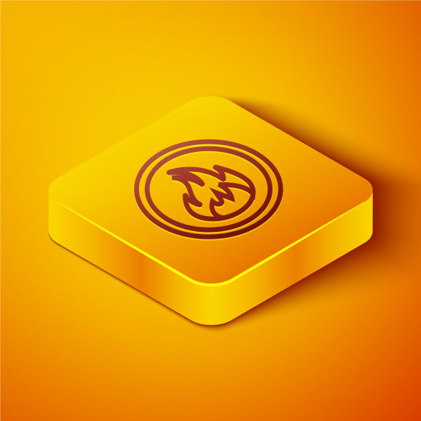 等距线火火焰图标孤立在橙色图片下载