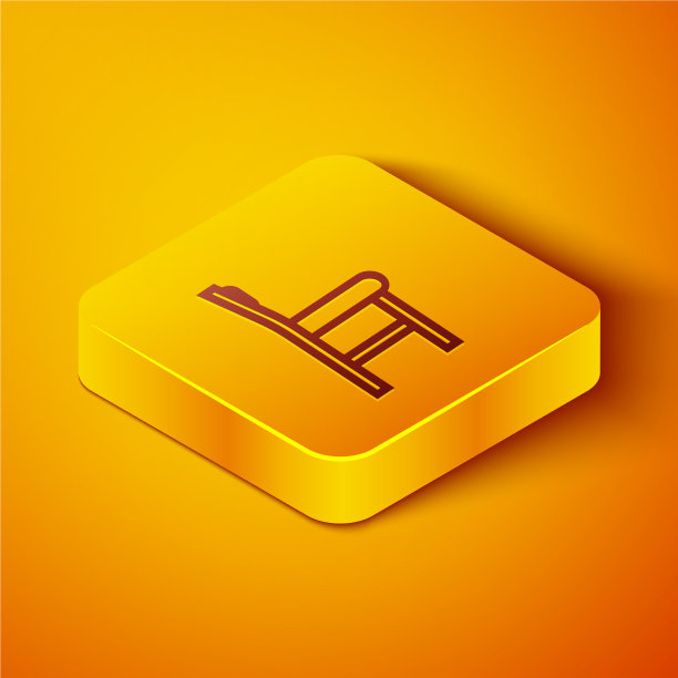 等距线椅子图标孤立在橙色图片下载