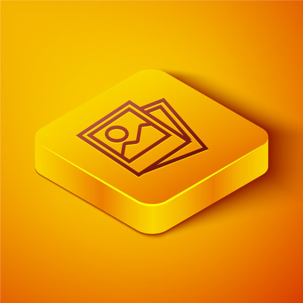 等距线照片图标孤立在橙色上图片下载