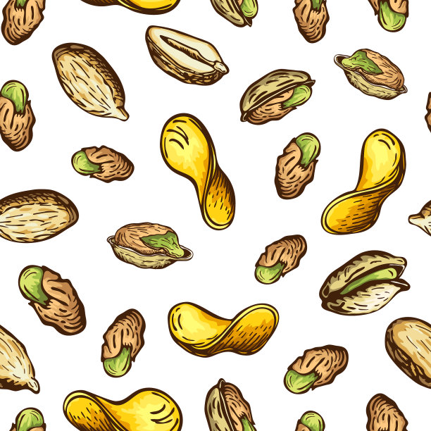 无缝坚果和炸薯片图案图片下载