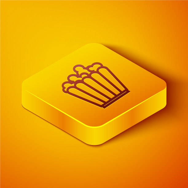 等距线爆米花在纸盒图标图片下载