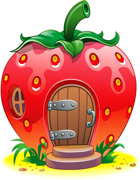 孤立的卡通草莓房子上白色图片下载