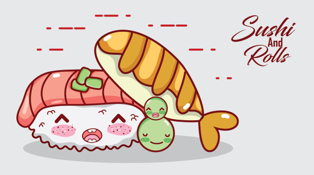 卡哇伊手握寿司，鱼和豌豆日本食物图片下载