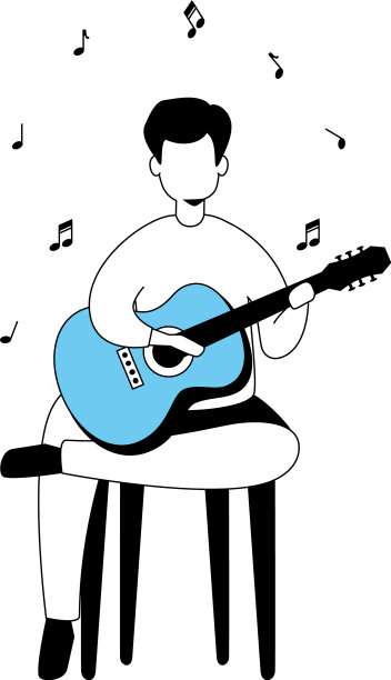 人与吉他孤立的图标图片下载