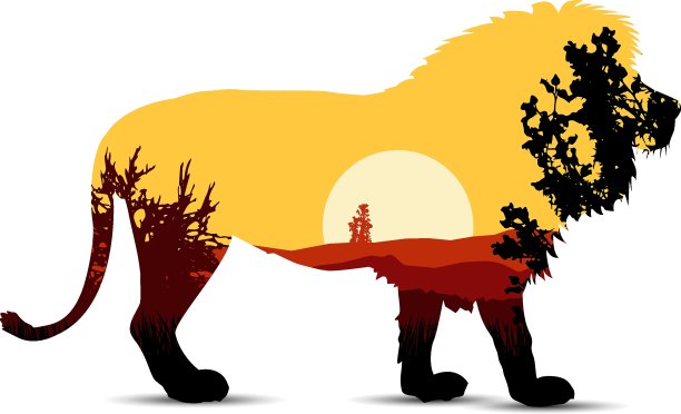 狮子剪影图片下载