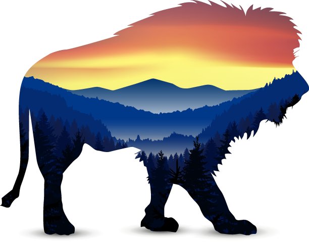 狮子剪影图片下载