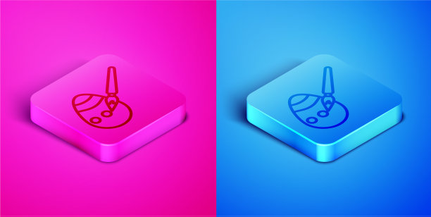 等距线复活节彩蛋和画笔图标图片下载