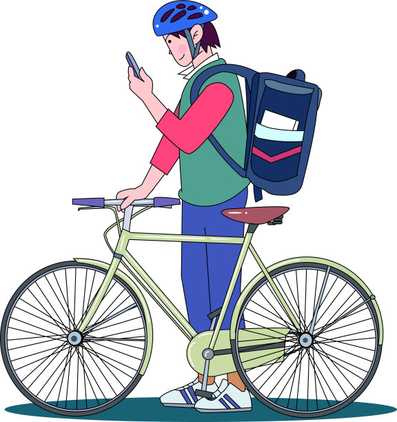 兼职骑自行车送餐素材图片