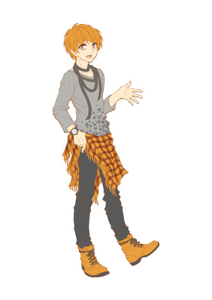 日本动漫风格的人物全身插画图片下载