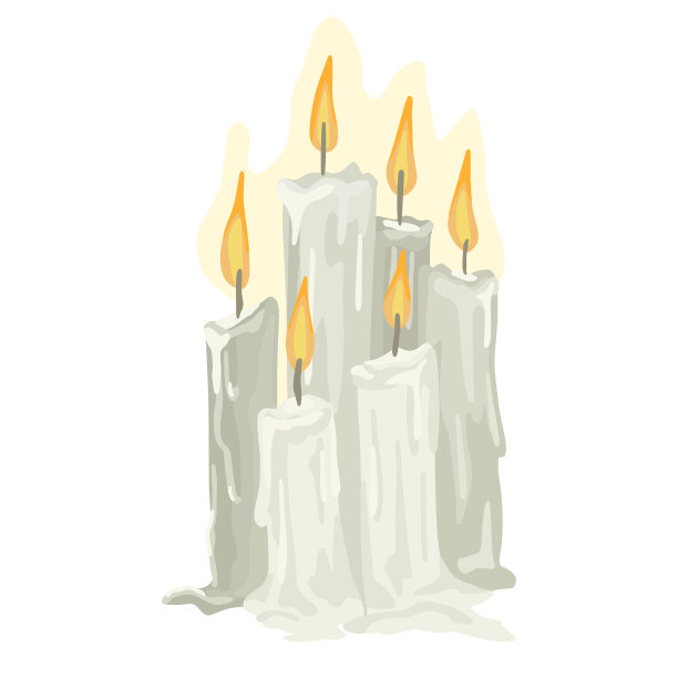 燃烧的蜡烛设置卡通孤立图片下载