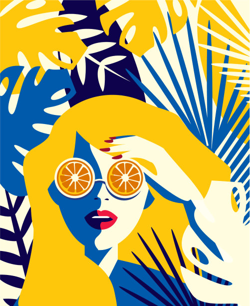 戴眼镜的女孩橙子图片下载