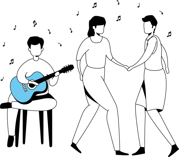 一个人拿着吉他，跳着双人舞图片下载