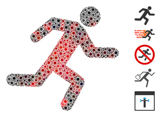 冠状病毒马赛克奔跑人图标图片下载