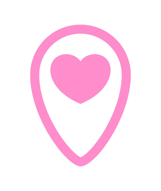 心形图标在粉红色的针点孤立在白色，指针白色心形的位置标记，可爱的心简单的针点符号，针指针为爱的位置位置或方向的想法图片下载