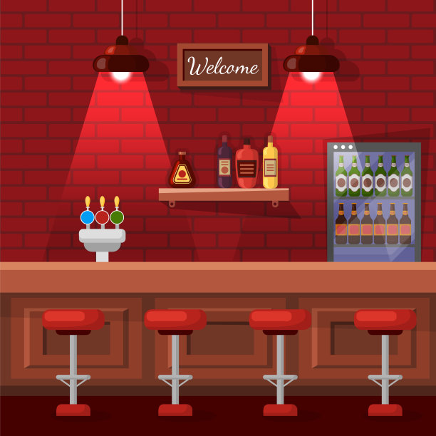 啤酒袋，庆祝的地方，酒吧红色视野向量图片下载