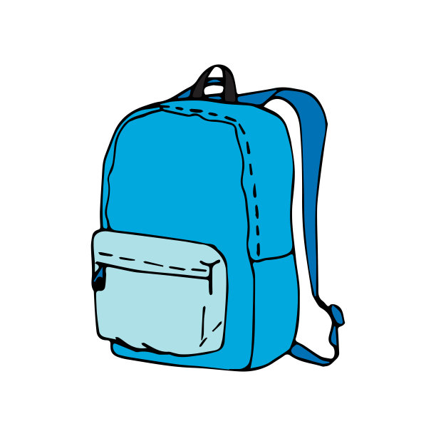 蓝色背包的矢量插图图片下载
