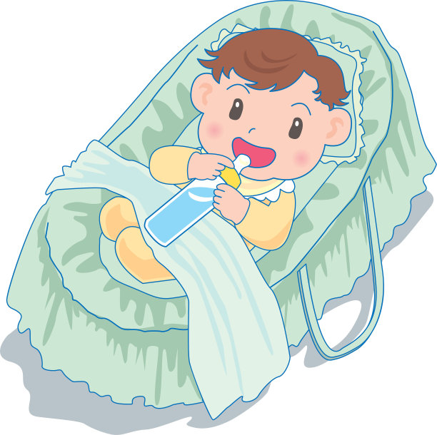 Vector插图的一个快乐的婴儿喝瓶装牛奶图片下载