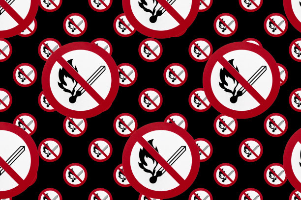 “禁止使用明火”标志，用红色圆圈划掉火柴图片下载