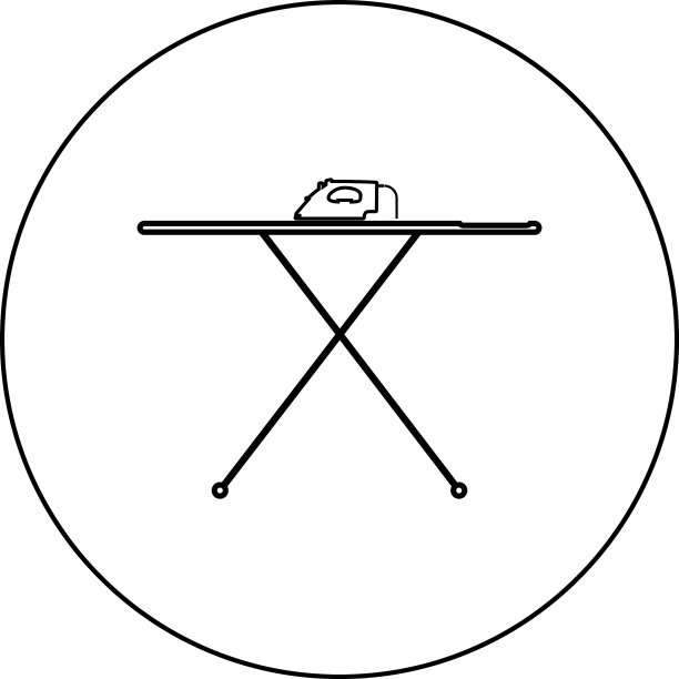 烫衣板上圆形的熨斗图标图片下载