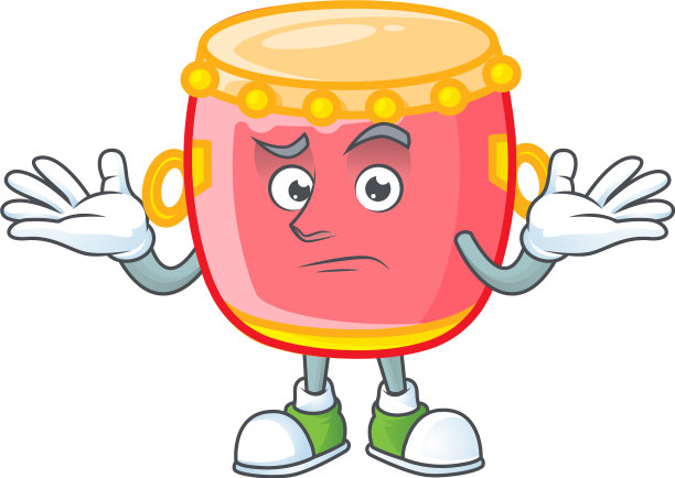 超级搞笑咧嘴笑的中国红鼓吉祥物图片下载