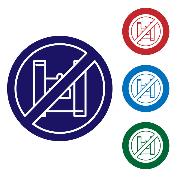 蓝色说不，塑料袋海报图标孤立图片下载