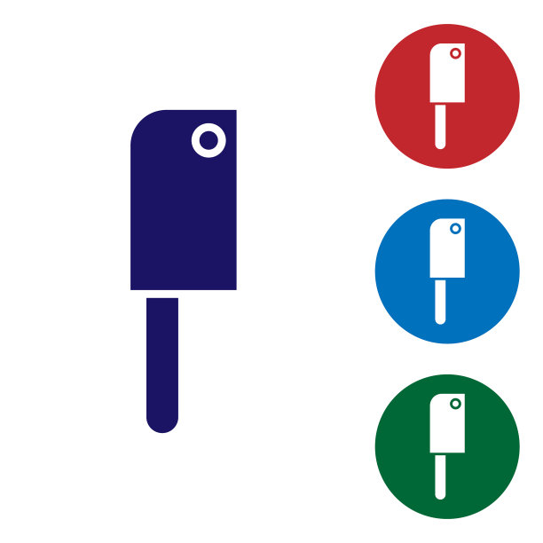 蓝色肉菜刀图标孤立在白色图片下载