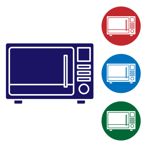 蓝色微波炉图标孤立在白色图片下载
