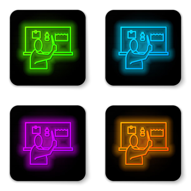 发光的霓虹线阻止塑料污染的图标图片下载