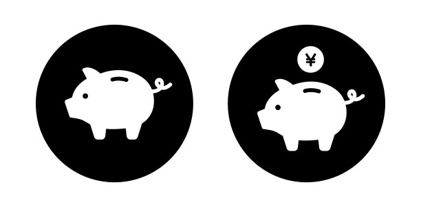 小猪钱箱的一套简单图标图片下载