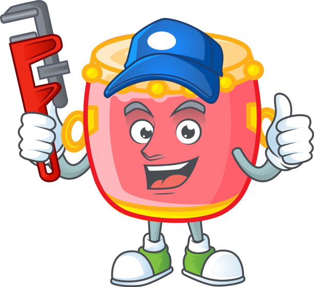 酷水管工中国红鼓吉祥物图片图片下载