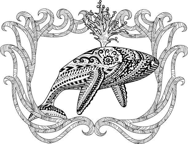 用蓝鲸为成人涂色图片下载