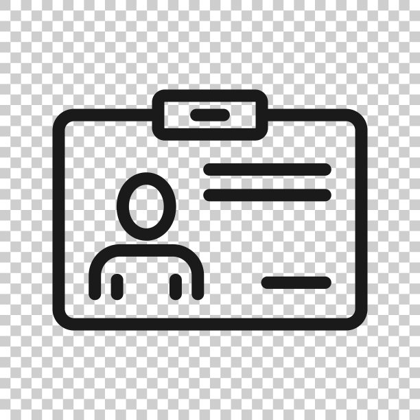 身份证图标在扁平风格的身份标签上的白色图片下载