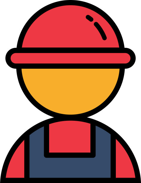 白色背景上戴着头盔的技术员图片下载