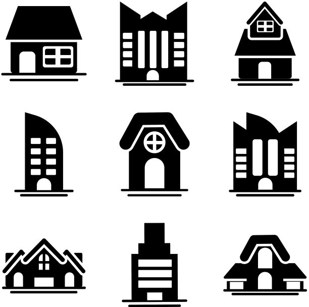 塔楼公寓办公室图标集图片下载