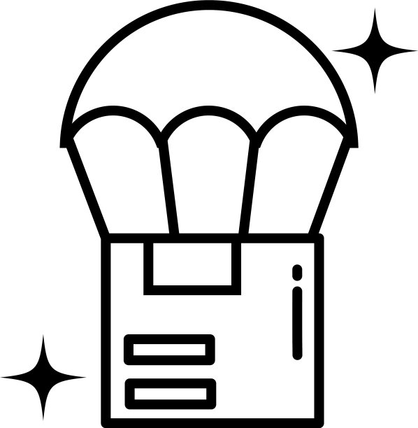 纸板箱与降落伞线风格的图标图片下载