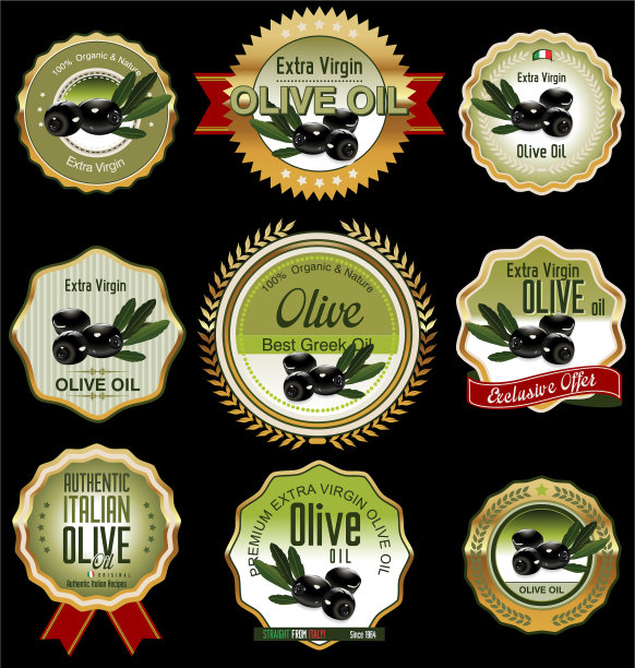 黑色橄榄金色标签系列图片下载