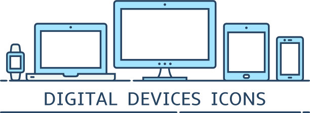 现代平面颜色线条响应式设计图标图片下载