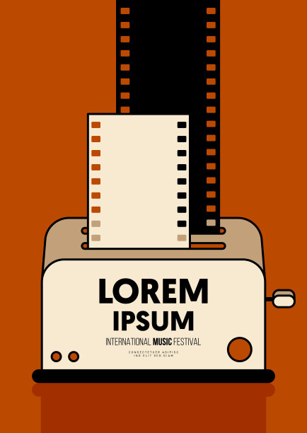 电影和电影海报设计模板背景与幻灯片和烤面包机图片下载