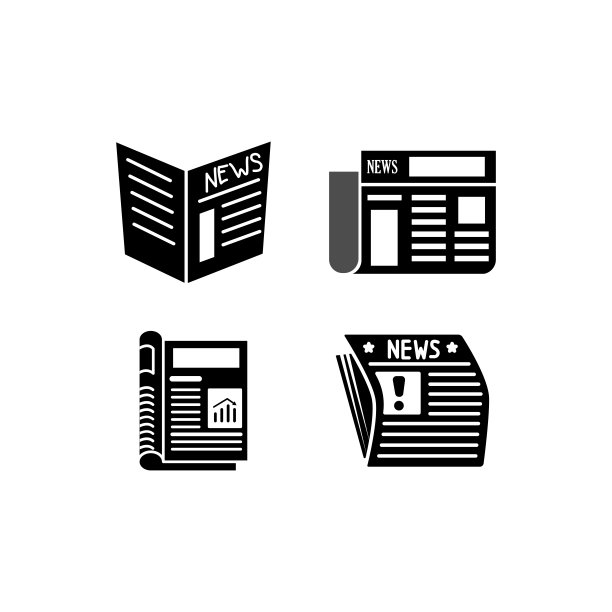报纸矢量图标在一个时尚的平面设计图片下载