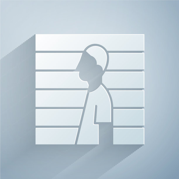 剪纸嫌疑犯犯罪图标孤立在灰色图片下载