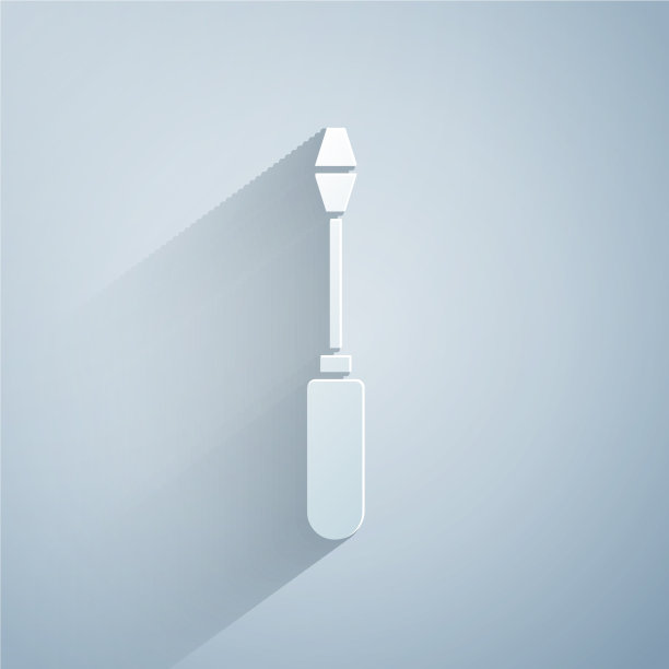 剪纸螺丝刀图标孤立在灰色图片下载