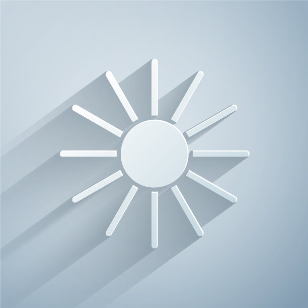 剪纸太阳图标孤立在灰色背景图片下载