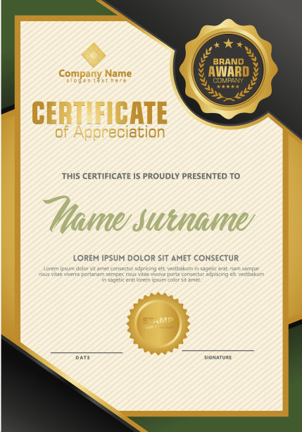 豪华垂直证书模板与优雅的纹理现代模式，文凭，矢量插图图片下载