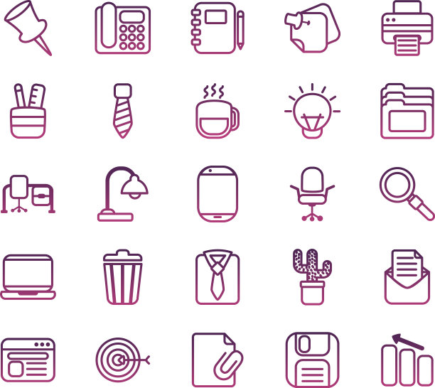 捆绑办公设置线条风格图标图片下载