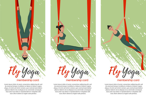 漂亮的女孩穿着运动服做飞行瑜伽图片下载