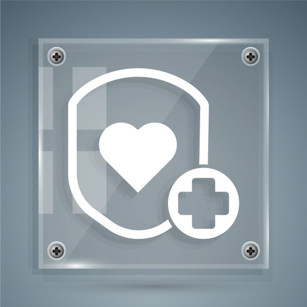 白色盾牌和心率图标孤立在灰色图片下载