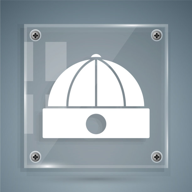 白色中国帽子图标孤立在灰色背景图片下载