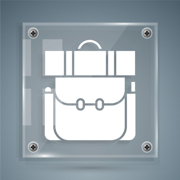 白色徒步背包图标孤立在灰色图片下载