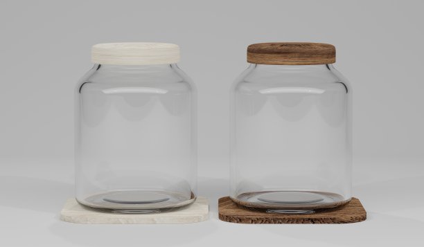 3d渲染玻璃罐隔离在白色背景。模拟产品设计。食品和饮料设备。图片下载