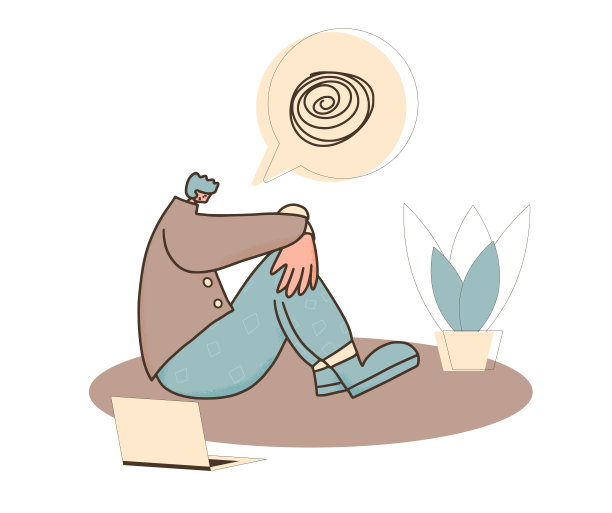 心理障碍。矢量手绘颜色人。图片下载